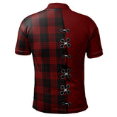 Clan Cameron Black and Red Tartan Polo Shirt - Lion Rampant And Celtic Thistle Style MP71 Cameron Black and Red Tartan Tartan Polo